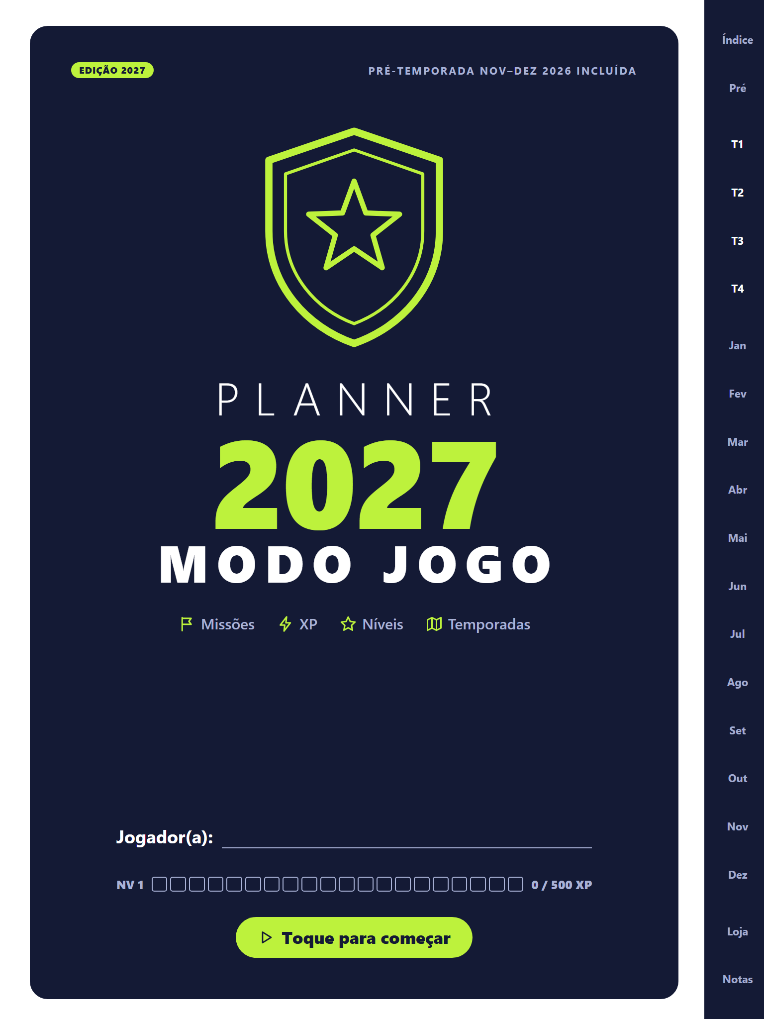 capa do planner no tablet