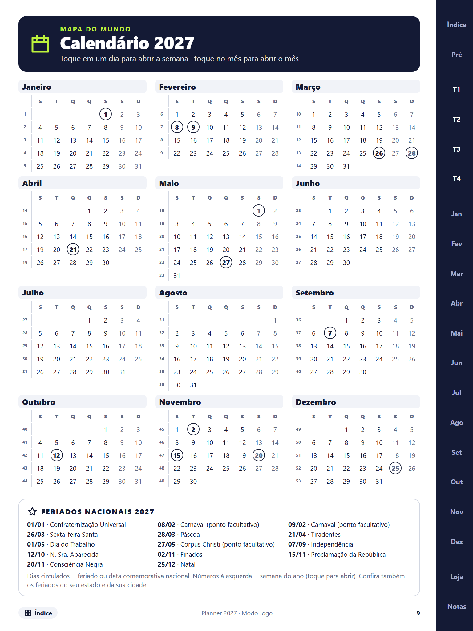 calendário 2027